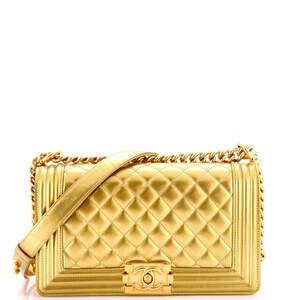 Chanel Old Medium Boy Flap Bag Quilted Patent